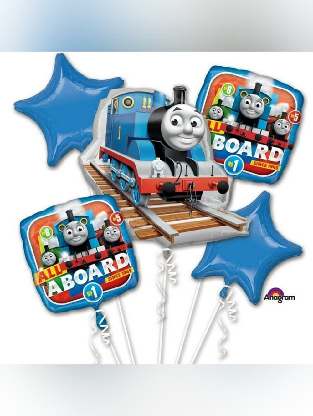 Thomas & Friends Blue Train Balloon Bouquet with Star Balloons